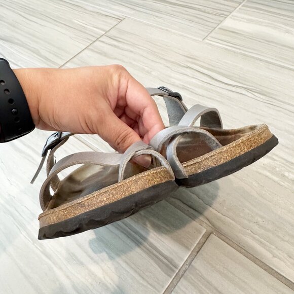 Betula Birkenstock Mayari Leather Strap Sandals in Silver Brown Summer Size 7 - Picture 4 of 10
